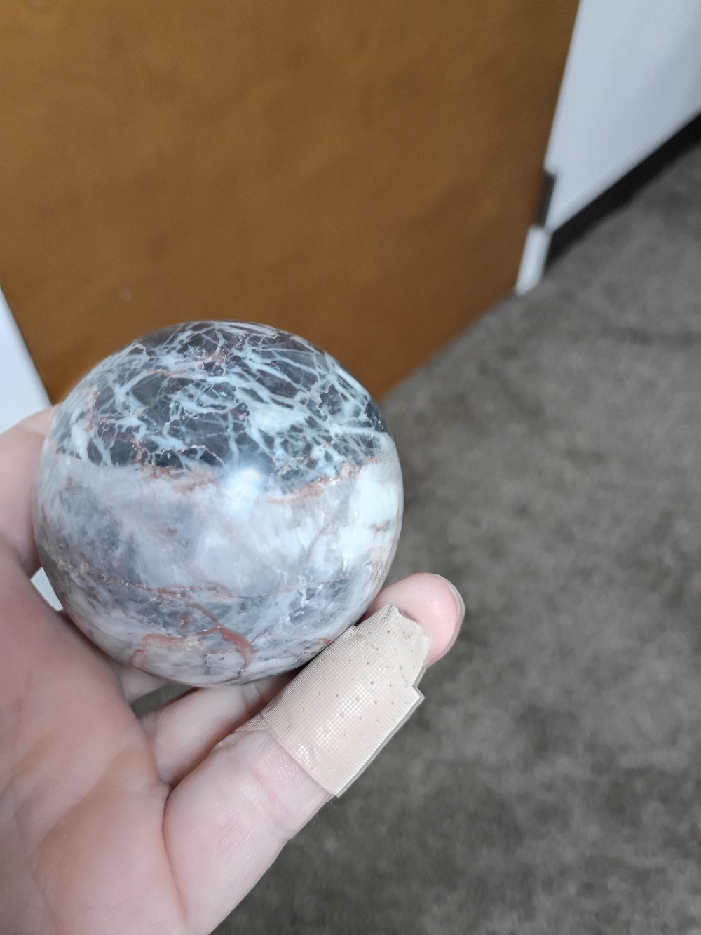 Polished Marble Decorative Sphere - Gray and Brown